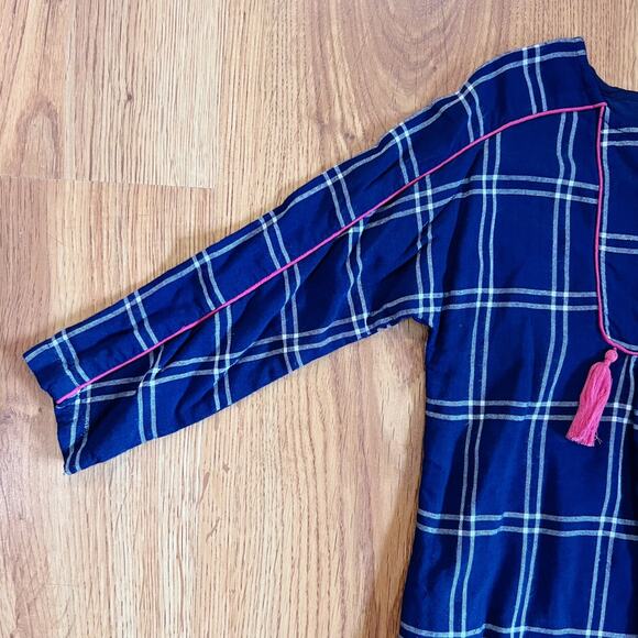 Lali Navy And White Plaid Pink Tassel Dress - Picture 7 of 11